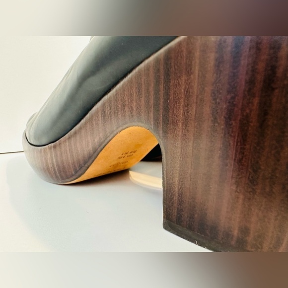 NEW! VINCE NARISSA PLATFORM LEATHER Luxury Heeled Shoes Size 9.5 Black Office - Picture 3 of 12